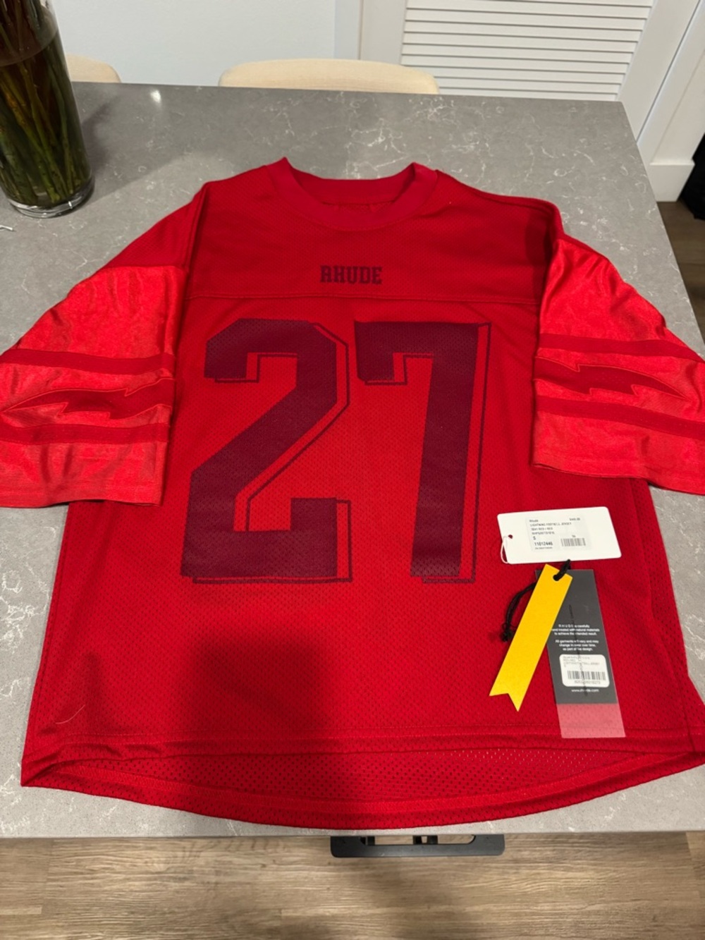 Rhude Red Mesh '27' Football Jersey